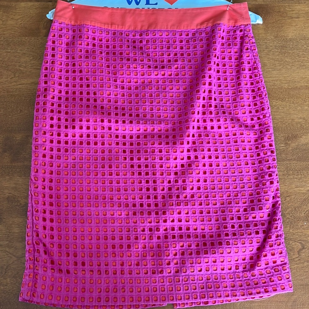Talbot Hot Pink and Orange Eyelet Pencil Skirt.